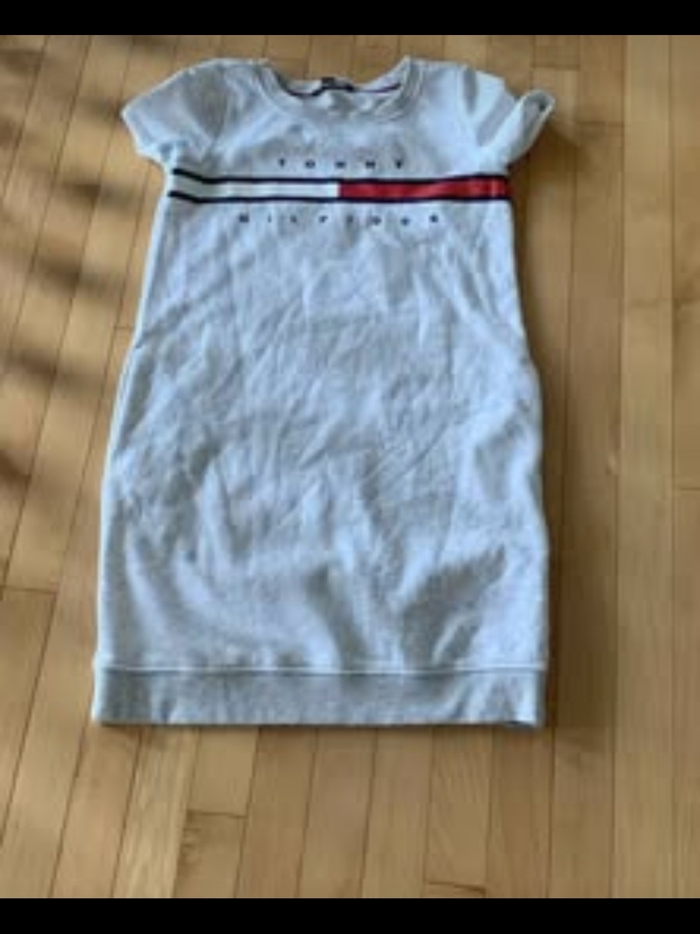 Tommy Hilfiger Gray Logo Sweatshirt Dress with Red & Navy Stripe